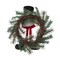 24"D Christmas Flocked Pine Needle & Berry Wreath with matched 20“H Christmas Fabric Snowman Ornament Sets